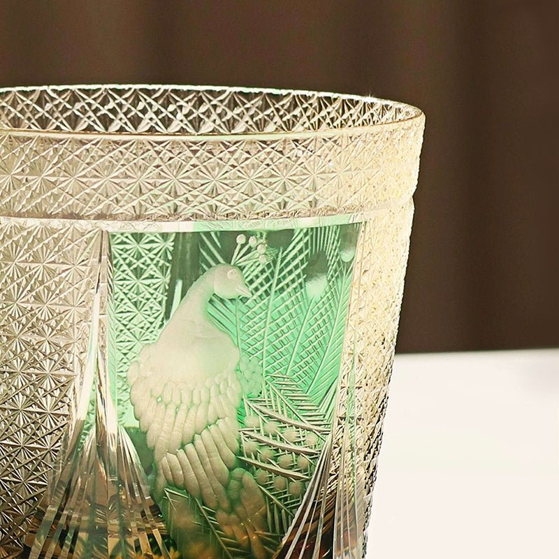 Edo Kiriko Handcrafted Peacock Motif Whisky Glass - Image 10